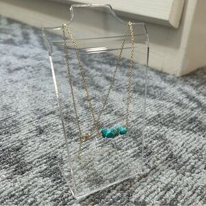 Turquoise Stone Rock Chunk and Gold Southwest Necklace✨